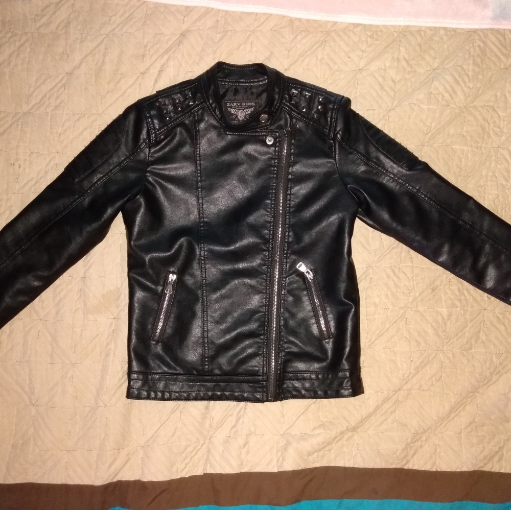 Kids PU Leather Motorcycle Jacket